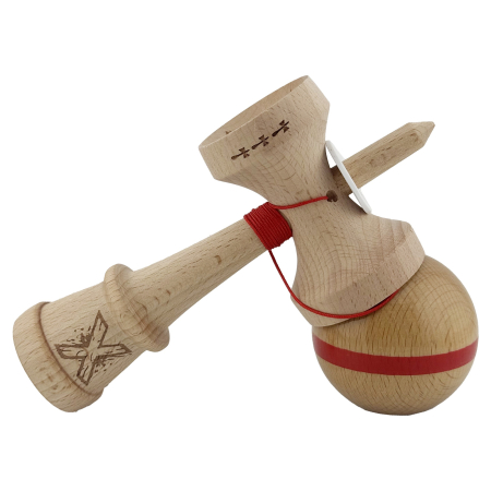 Kendama X Originala, Profesionala, Flippy, Super Sticky, Cupe Mari KING SIZE V3, Gaura in Baza, Rulment Metalic, din lemn 18 cm, Ata 62/65 cm, Original Rosu [4]
