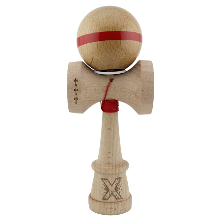 Kendama X Originala, Profesionala, Flippy, Super Sticky, Cupe Mari KING SIZE V3, Gaura in Baza, Rulment Metalic, din lemn 18 cm, Ata 62/65 cm, Original Rosu [1]