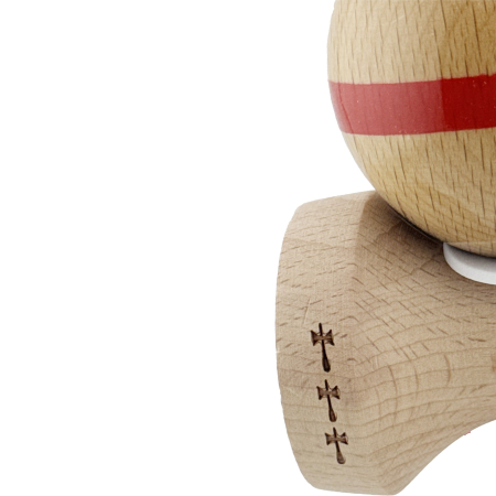 Kendama X Originala, Profesionala, Flippy, Super Sticky, Cupe Mari KING SIZE V3, Gaura in Baza, Rulment Metalic, din lemn 18 cm, Ata 62/65 cm, Original Rosu [7]