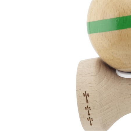 Kendama X Originala, Profesionala, Flippy, Super Sticky, Cupe Mari KING SIZE V3, Gaura in Baza, Rulment Metalic, din lemn 18 cm, Ata 62/65 cm, Original Verde [7]