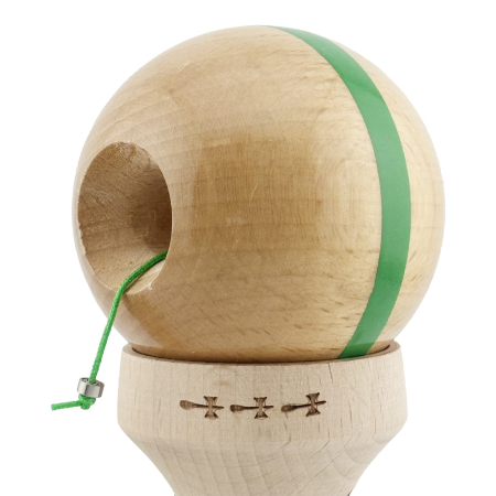 Kendama X Originala, Profesionala, Flippy, Super Sticky, Cupe Mari KING SIZE V3, Gaura in Baza, Rulment Metalic, din lemn 18 cm, Ata 62/65 cm, Original Verde [6]