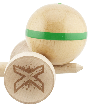 Kendama X Originala, Profesionala, Flippy, Super Sticky, Cupe Mari KING SIZE V3, Gaura in Baza, Rulment Metalic, din lemn 18 cm, Ata 62/65 cm, Original Verde [8]