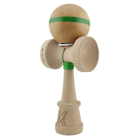 Kendama X Originala, Profesionala, Flippy, Super Sticky, Cupe Mari KING SIZE V3, Gaura in Baza, Rulment Metalic, din lemn 18 cm, Ata 62/65 cm, Original Verde [2]