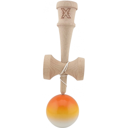 Kendama X Originala, Profesionala, Flippy, Super Sticky din Lemn, 18 cm, Gradient Portocaliu/Galben/Alb [1]
