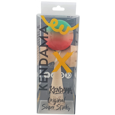 Kendama X Originala, Profesionala, Flippy, Super Sticky din Lemn, 18 cm, Gradient Rosu/Verde [3]