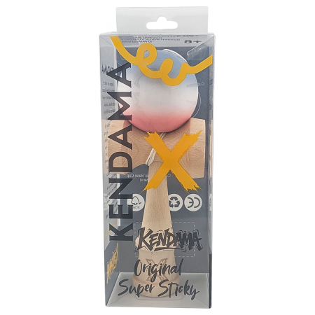 Kendama X Originala, Profesionala, Flippy, Super Sticky din Lemn, 18 cm, Gradient Roz/Alb/Gri [3]