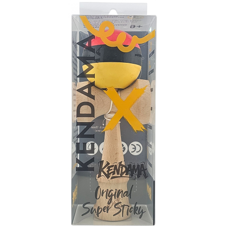 Kendama X Originala, Profesionala, Flippy, Super, Sticky din Lemn, 18 cm, Rosu/Negru/Galben [4]
