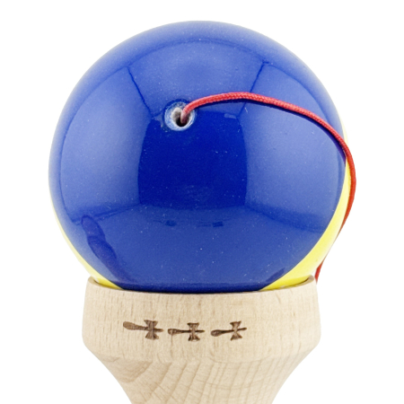 Kendama X Originala, Profesionala, Flippy, Tricolor Edition BUCURESTI, Super Sticky cu Cupe Mari KING SIZE V3, Rulment Metalic si Gaura in Baza, din Lemn 18 cm, Ata 62/65 cm, Multicolor [9]