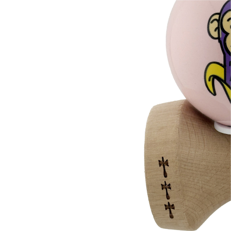 Kendama X Originala, Profesionala, Flippy, Violet Monkey, Super Sticky cu Cupe Mari King Size V3, Rulment Metalic si Gaura in Baza, din Lemn 18 cm, Ata 62/65 cm, Roz [7]