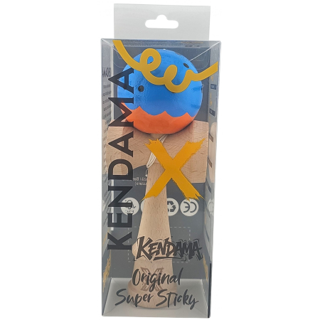 Kendama X Originala, Profesionala Limited, Flippy, din Lemn, Super Sticky, 18 cm, Albastru/Portocaliu [3]