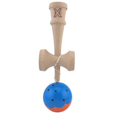 Kendama X Originala, Profesionala Limited, Flippy, din Lemn, Super Sticky, 18 cm, Albastru/Portocaliu [1]