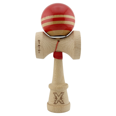 Kendama X Originala RAINBOW, Profesionala, Flippy, Cupe Mari KING SIZE V3, Super Sticky, Gaura in Baza, Rulment Metalic, din lemn 18 cm, Ata 62/65 cm, Rosu/Maro [1]