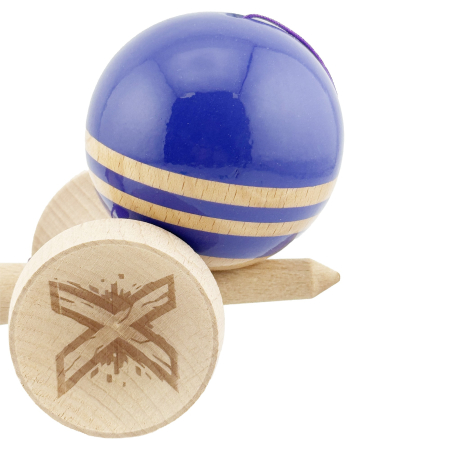 Kendama X Originala RAINBOW, Profesionala, Flippy, Cupe Mari KING SIZE V3, Super Sticky, Gaura in Baza, Rulment Metalic, din lemn 18 cm, Ata 62/65 cm, Violet/Maro [7]