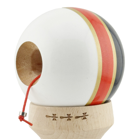 Kendama X Originala ROYAL SPIKE, Profesionala, Flippy, Cupe Mari KING SIZE V3, Super Sticky, Gaura in Baza, Rulment Metalic, din lemn 18 cm, Ata 62/65 cm, Inel Rosu [5]