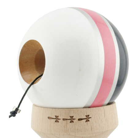 Kendama X Originala ROYAL SPIKE, Profesionala, Flippy, Cupe Mari KING SIZE V3, Super Sticky, Gaura in Baza, Rulment Metalic, din lemn 18 cm, Ata 62/65 cm, Inel Roz [5]