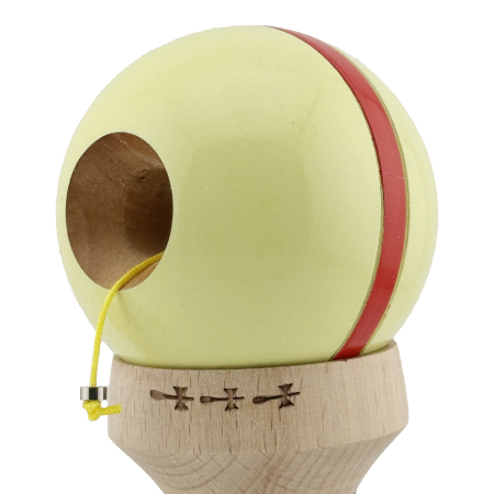 Kendama X Originala Silken, Profesionala, Flippy, Cupe Mari KING SIZE V3, Super Sticky, Gaura in Baza, Rulment Metalic, din lemn 18 cm, Ata 62/65 cm, Cream Galben [5]