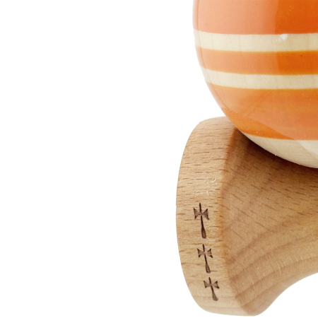 Kendama X Rainbow Originala, Profesionala, Flippy, Big Cups V2, Super Sticky cu Cupe Mari, Rulment Metalic, din lemn 18 cm, Ata 55 cm, Portocaliu/Maro [5]