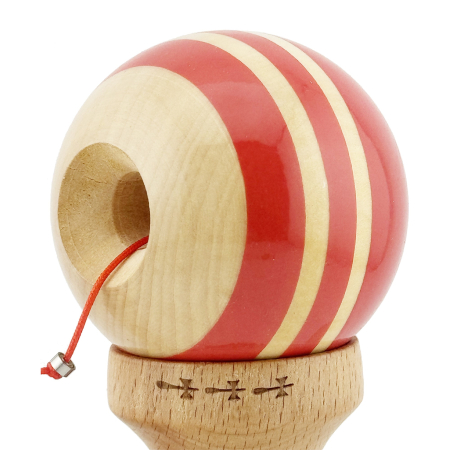 Kendama X Rainbow Originala, Profesionala, Flippy, Big Cups V2, Super Sticky cu Cupe Mari, Rulment Metalic, din lemn 18 cm, Ata 55 cm, Rosu/Maro [4]