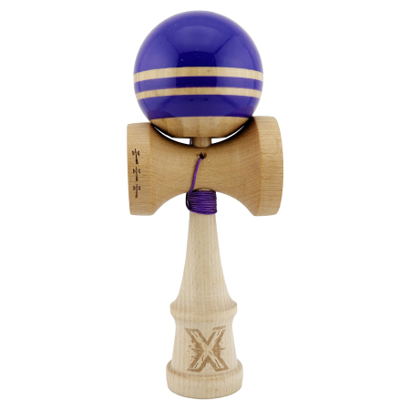 Kendama - Kendama X Rainbow Originala, Profesionala, Flippy, Big Cups V2, Super Sticky cu Cupe Mari, Rulment Metalic, din lemn 18 cm, Ata 55 cm, Violet/Maro