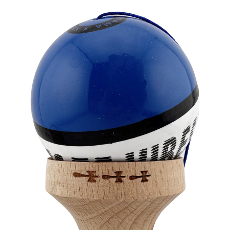 Kendama X TE IUBESC Originala, Profesionala, Flippy, Super Sticky cu Cupe Mari KING SIZE V3, Gaura in Baza, Rulment Metalic, din lemn 18 cm, Ata 62/65 cm, Albastru/Alb [9]