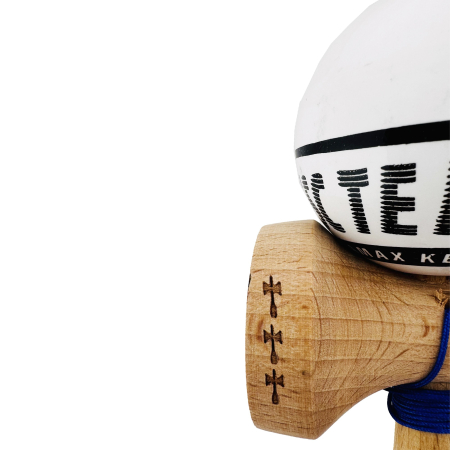 Kendama X TE IUBESC Originala, Profesionala, Flippy, Super Sticky cu Cupe Mari KING SIZE V3, Gaura in Baza, Rulment Metalic, din lemn 18 cm, Ata 62/65 cm, Alb/Alb [7]