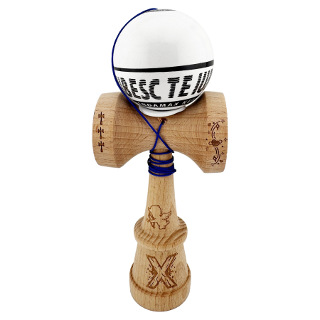 Kendama X TE IUBESC Originala, Profesionala, Flippy, Super Sticky cu Cupe Mari KING SIZE V3, Gaura in Baza, Rulment Metalic, din lemn 18 cm, Ata 62/65 cm, Alb/Alb [1]