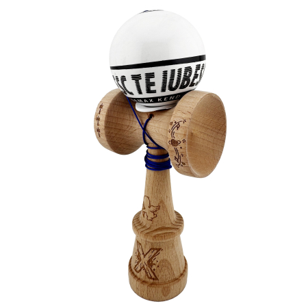 Kendama X TE IUBESC Originala, Profesionala, Flippy, Super Sticky cu Cupe Mari KING SIZE V3, Gaura in Baza, Rulment Metalic, din lemn 18 cm, Ata 62/65 cm, Alb/Alb [2]