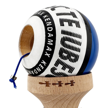 Kendama X TE IUBESC Originala, Profesionala, Flippy, Super Sticky cu Cupe Mari KING SIZE V3, Gaura in Baza, Rulment Metalic, din lemn 18 cm, Ata 62/65 cm, Albastru/Alb [6]