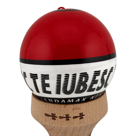 Kendama X TE IUBESC Originala, Profesionala, Flippy, Super Sticky cu Cupe Mari KING SIZE V3, Gaura in Baza, Rulment Metalic, din lemn 18 cm, Ata 62/65 cm, Rosu/Alb [9]