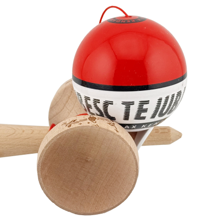 Kendama X TE IUBESC Originala, Profesionala, Flippy, Super Sticky cu Cupe Mari KING SIZE V3, Gaura in Baza, Rulment Metalic, din lemn 18 cm, Ata 62/65 cm, Rosu/Alb [8]