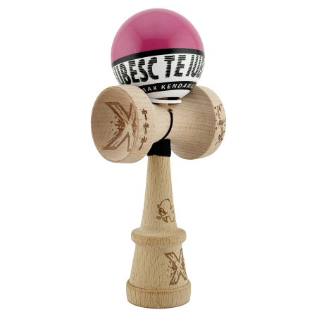 Kendama - Kendama X TE IUBESC Originala, Profesionala, Flippy, Super Sticky cu Cupe Mari KING SIZE V3, Gaura in Baza, Rulment Metalic, din lemn 18 cm, Ata 62/65 cm, Roz/Alb