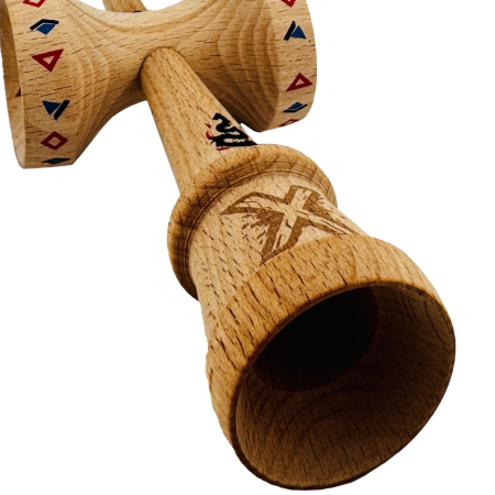 Kendama X TE IUBESC Originala, Profesionala, Flippy, Super Sticky cu Cupe Mari KING SIZE V3, Gaura in Baza, Rulment Metalic, din lemn 18 cm, Ata 62/65 cm, Roz/Alb [9]