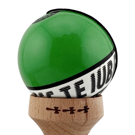 Kendama X TE IUBESC Originala, Profesionala, Flippy, Super Sticky cu Cupe Mari KING SIZE V3, Gaura in Baza, Rulment Metalic, din lemn 18 cm, Ata 62/65 cm, Verde/Alb [9]