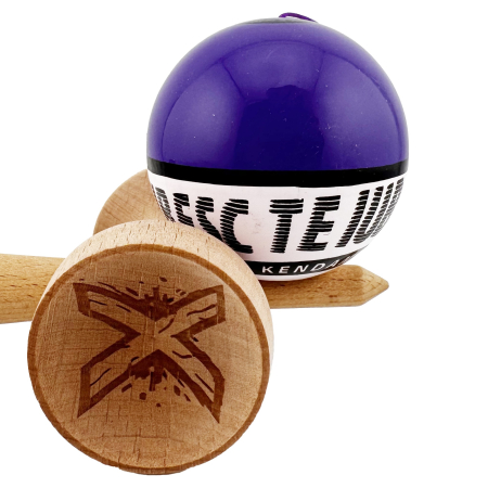 Kendama X TE IUBESC Originala, Profesionala, Flippy, Super Sticky cu Cupe Mari KING SIZE V3, Gaura in Baza, Rulment Metalic, din lemn 18 cm, Ata 62/65 cm, Violet/Alb [8]