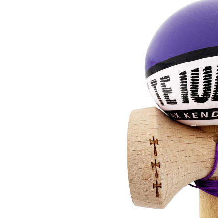 Kendama X TE IUBESC Originala, Profesionala, Flippy, Super Sticky cu Cupe Mari KING SIZE V3, Gaura in Baza, Rulment Metalic, din lemn 18 cm, Ata 62/65 cm, Violet/Alb [7]