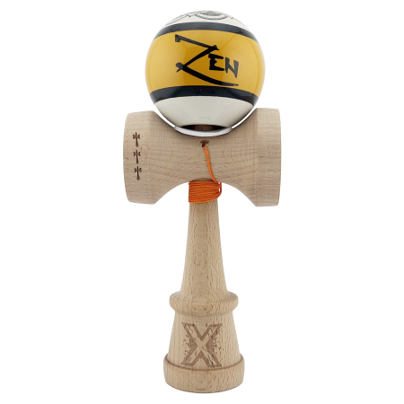 Kendama X Zen Series Originala, Profesionala, Flippy, Cupe Mari KING SIZE V3, Super Sticky, Gaura in Baza, Rulment Metalic, din lemn 18 cm, Ata 62/65 cm, Auriu [1]