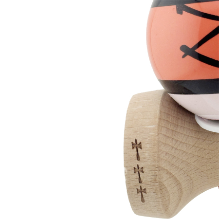 Kendama X Zen Series Originala, Profesionala, Flippy, Cupe Mari KING SIZE V3, Super Sticky, Gaura in Baza, Rulment Metalic, din lemn 18 cm, Ata 62/65 cm, Coral [7]