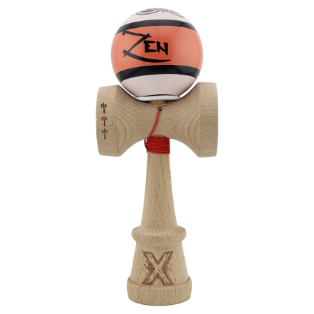 Kendama X Zen Series Originala, Profesionala, Flippy, Cupe Mari KING SIZE V3, Super Sticky, Gaura in Baza, Rulment Metalic, din lemn 18 cm, Ata 62/65 cm, Coral [1]