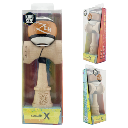 Kendama X Zen Series Originala, Profesionala, Flippy, Cupe Mari KING SIZE V3, Super Sticky, Gaura in Baza, Rulment Metalic, din lemn 18 cm, Ata 62/65 cm, Maro [4]