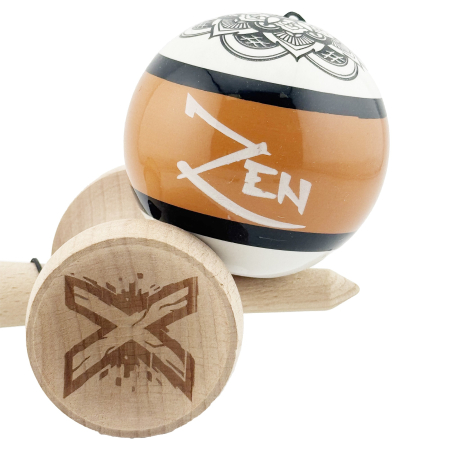 Kendama X Zen Series Originala, Profesionala, Flippy, Cupe Mari KING SIZE V3, Super Sticky, Gaura in Baza, Rulment Metalic, din lemn 18 cm, Ata 62/65 cm, Maro [8]