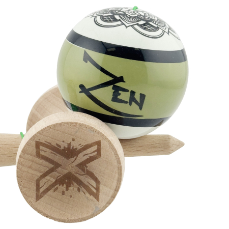 Kendama X Zen Series Originala, Profesionala, Flippy, Cupe Mari KING SIZE V3, Super Sticky, Gaura in Baza, Rulment Metalic, din lemn 18 cm, Ata 62/65 cm, Verde [8]
