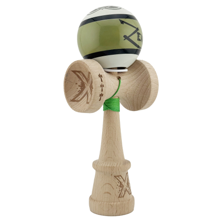 Kendama - Kendama X Zen Series Originala, Profesionala, Flippy, Cupe Mari KING SIZE V3, Super Sticky, Gaura in Baza, Rulment Metalic, din lemn 18 cm, Ata 62/65 cm, Verde