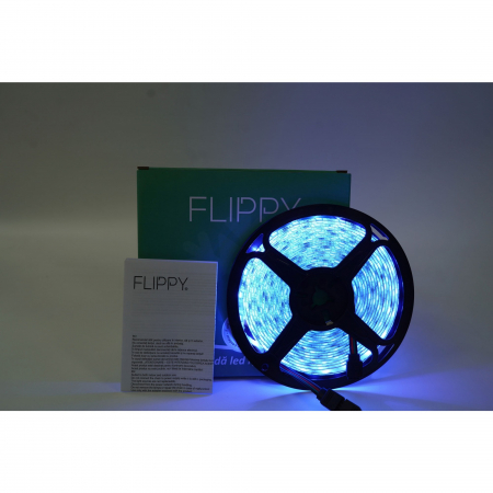 Kit Banda Led RGB SMD 5050 cu Transformator inclus Flippy - Lungime 5 M, 270 LED-uri, Telecomanda 44 taste, pentru TV, PC, Auto, IP65, Lumina Ambientala [8]