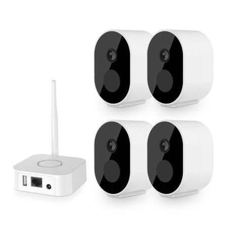 Camere de supraveghere - Kit mini NVR Video ANNKE N44WEH+I41DL*4, statie tip baza cu 4 camere interior/exterior 2MP, Full HD, baterie, rezistent la intemperii