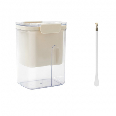 Pentru Casa si Camping - Kit Presa Pentru Branza, Flippy, Filtru de Iaurt, Strecuratoare de Iaurt Grecesc, Filtru de lapte, 18x9.7x13 cm, Lingura Alba 20x1.6 cm, Alb