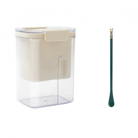Pentru Casa si Camping - Kit Presa Pentru Branza, Flippy, Filtru de Iaurt, Strecuratoare de Iaurt Grecesc, Filtru de lapte, 18x9.7x13 cm, Lingura Verde 20x1.6 cm, Alb