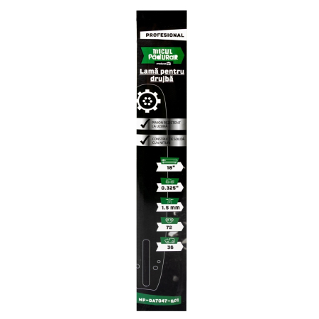  Drujbe - Lama Micul Padurar Profesional 18", pas .325", canal sina 1.5mm, 72 pinteni, 32 dinti, 6 nituri