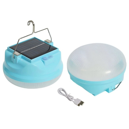 Pentru Casa si Camping - Lama Solara, Flippy, 2in1, Incarcare Solara/USB, LED, din Plastic, 3 Trepte de Intensitate, 100 W, 5V, 13 x 13 x 7 cm, Albastru