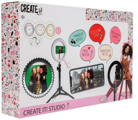 Sub 99 Lei - Lichidare Lampa circulara cu suport selfie si trepied Create It! 80 cm