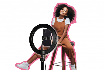 Lichidare Lampa circulara cu suport selfie si trepied Create It! 80 cm [8]